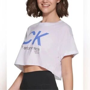 Calvin Klein Women S Cropped Logo T-Shirt White Size Large BRAND NEW WITH TAGS